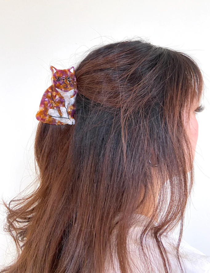 EXOTIC TABBY CAT CLAW HAIR CLIP