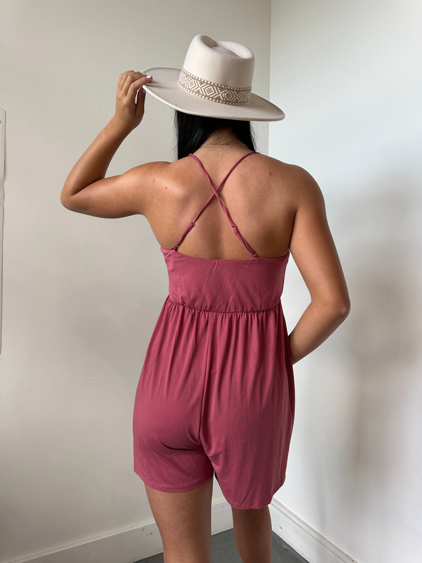 ROMANCE ROMPER in MAUVE