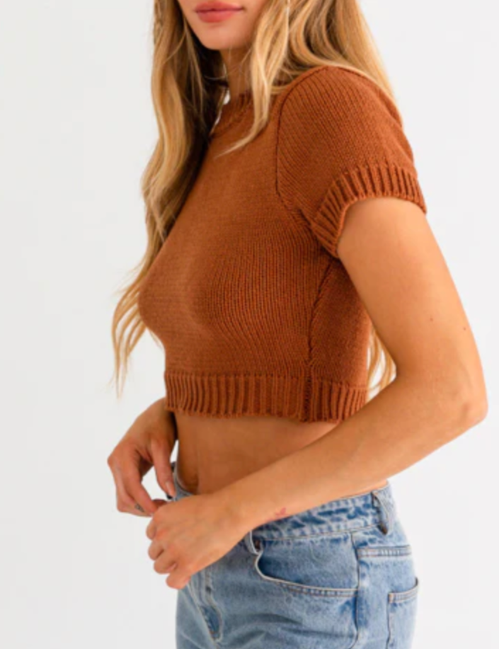 MOD CROPPED SWEATER in BROWN