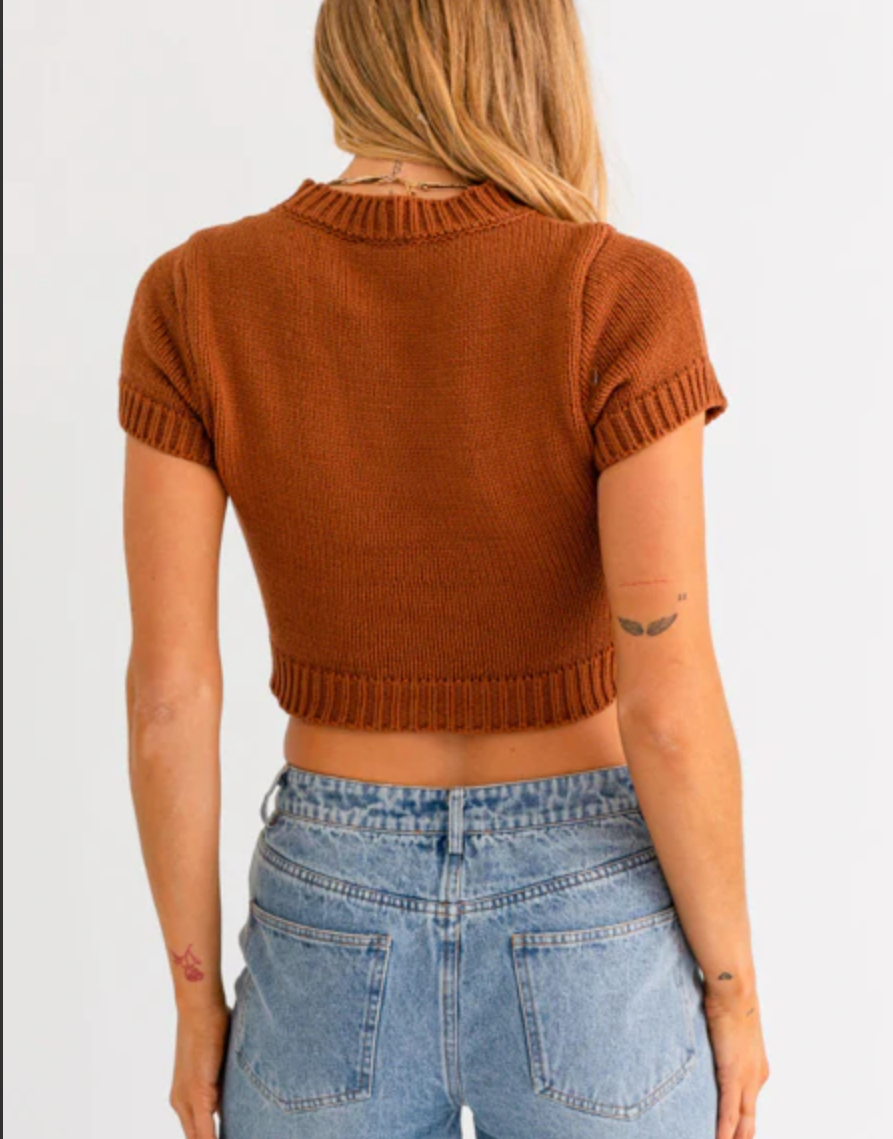 MOD CROPPED SWEATER in BROWN
