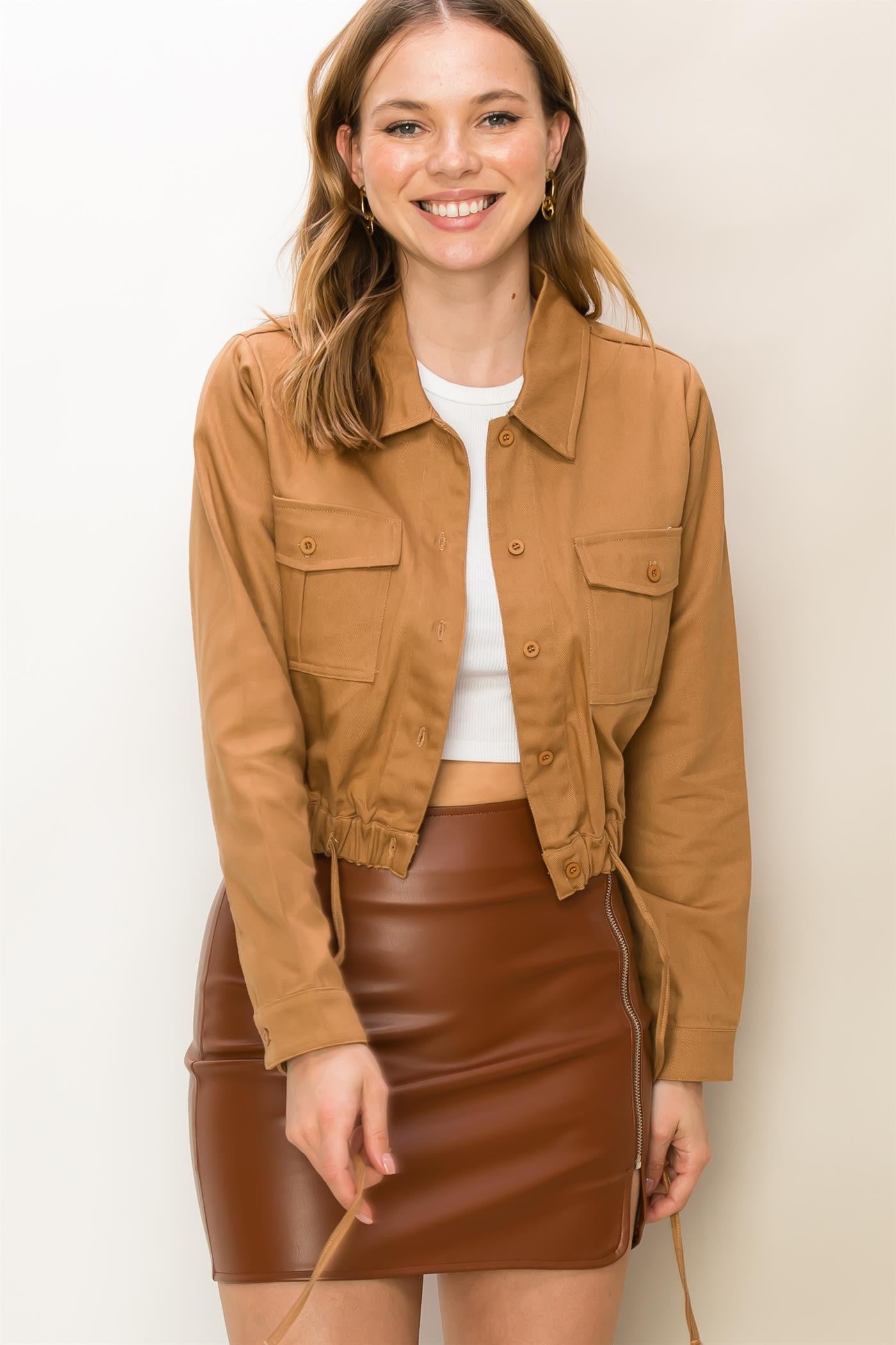 DESTINY CROPPED JACKET in CAMEL