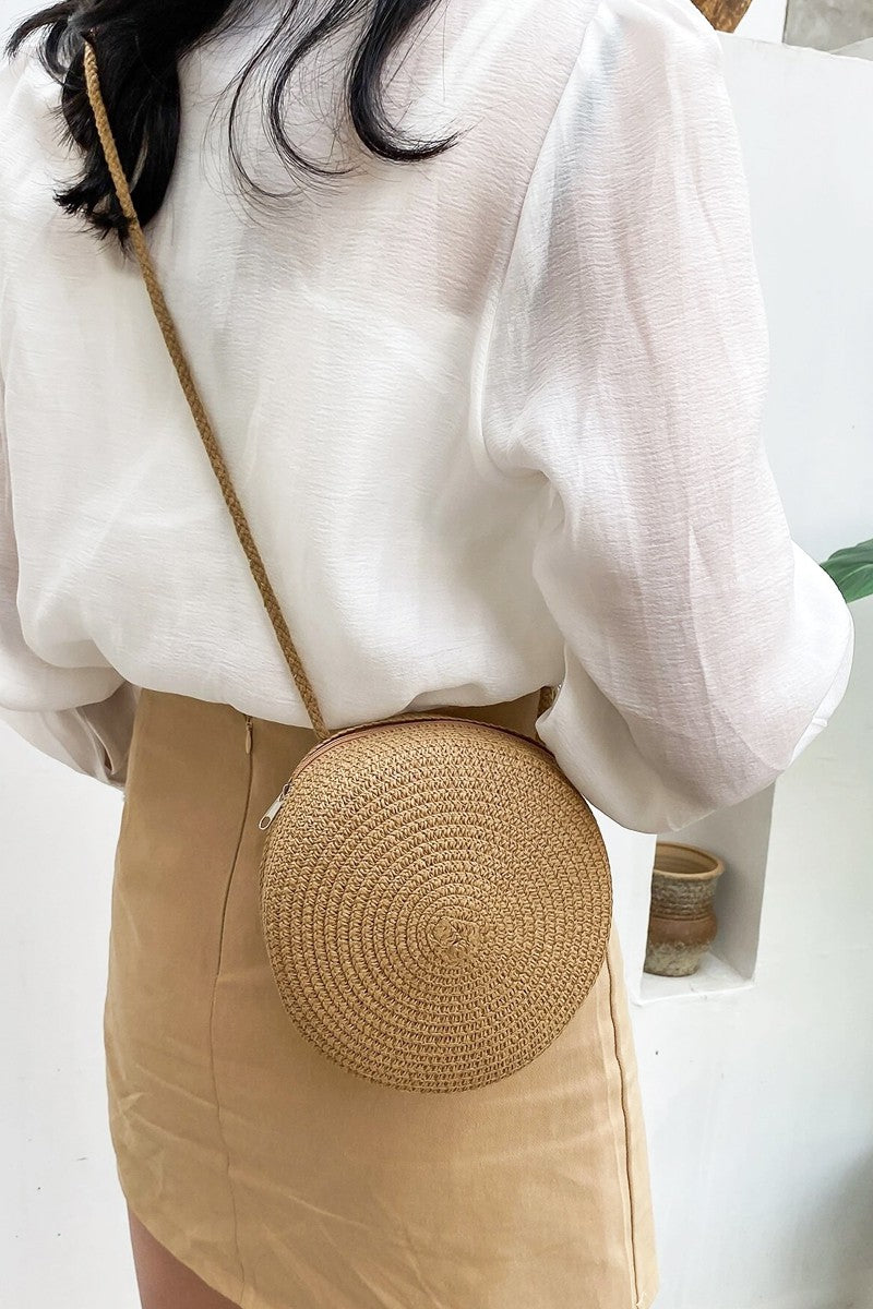 Circle cheap straw bag